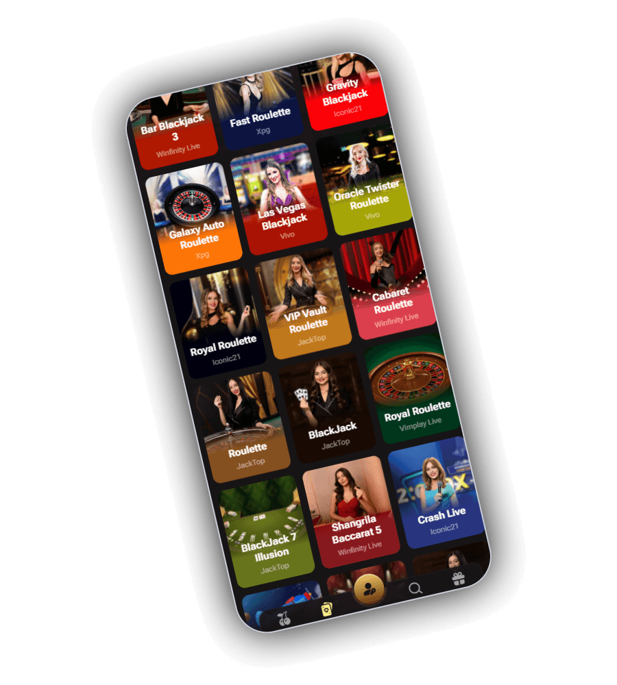 Lucki live dealer range with roulette, blackjack, baccarat and crash tables